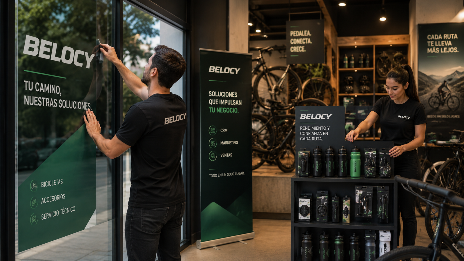 Publicidad física y punto de venta para bicicleterías